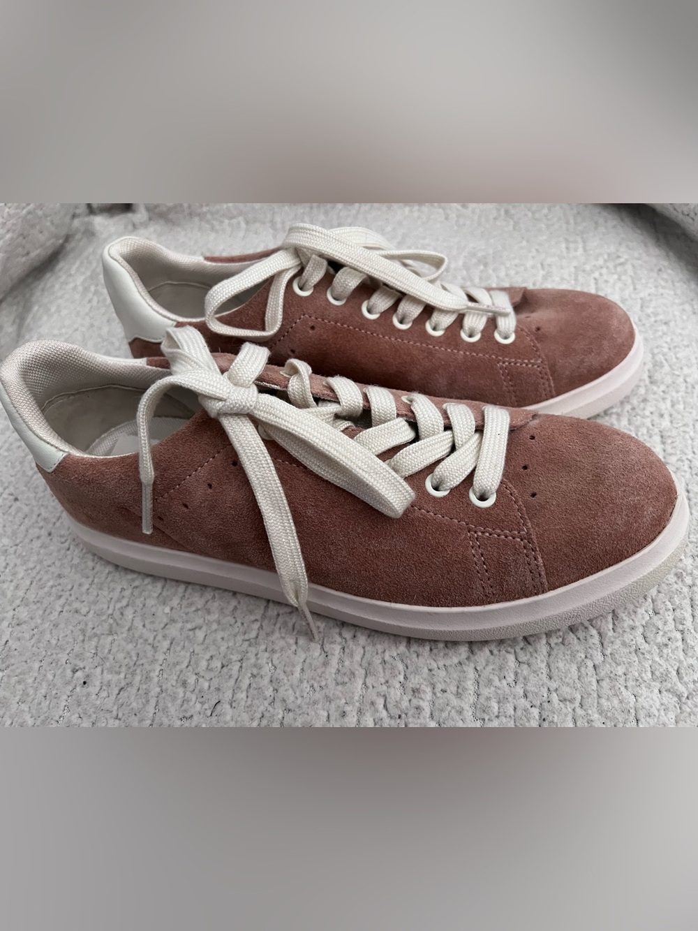 Tory Burch Howel court dustyPink/Tan Suede Low-Top Sneakers with White Accents
